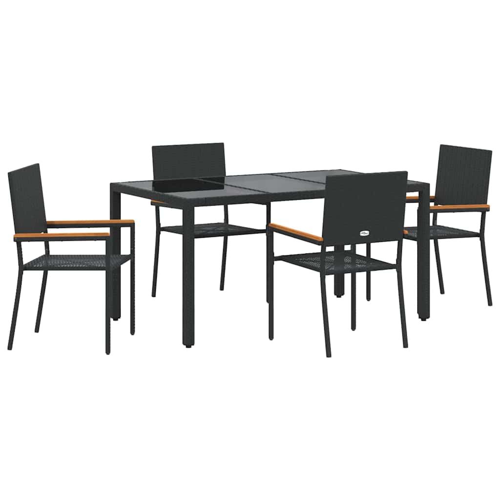 Garden Dining Set 5 pcs Black 150 x 90 x 75 cm Poly Rattan